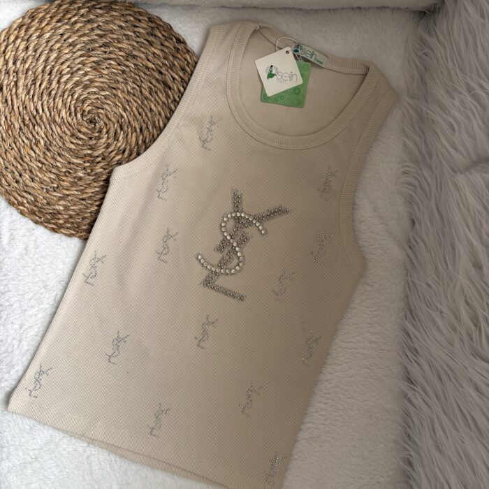 تاپ کبریتی زنانه نگین‌دار YSL - تصویر 3